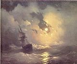 Sea Canvas Paintings - Storm in the Sea at Night